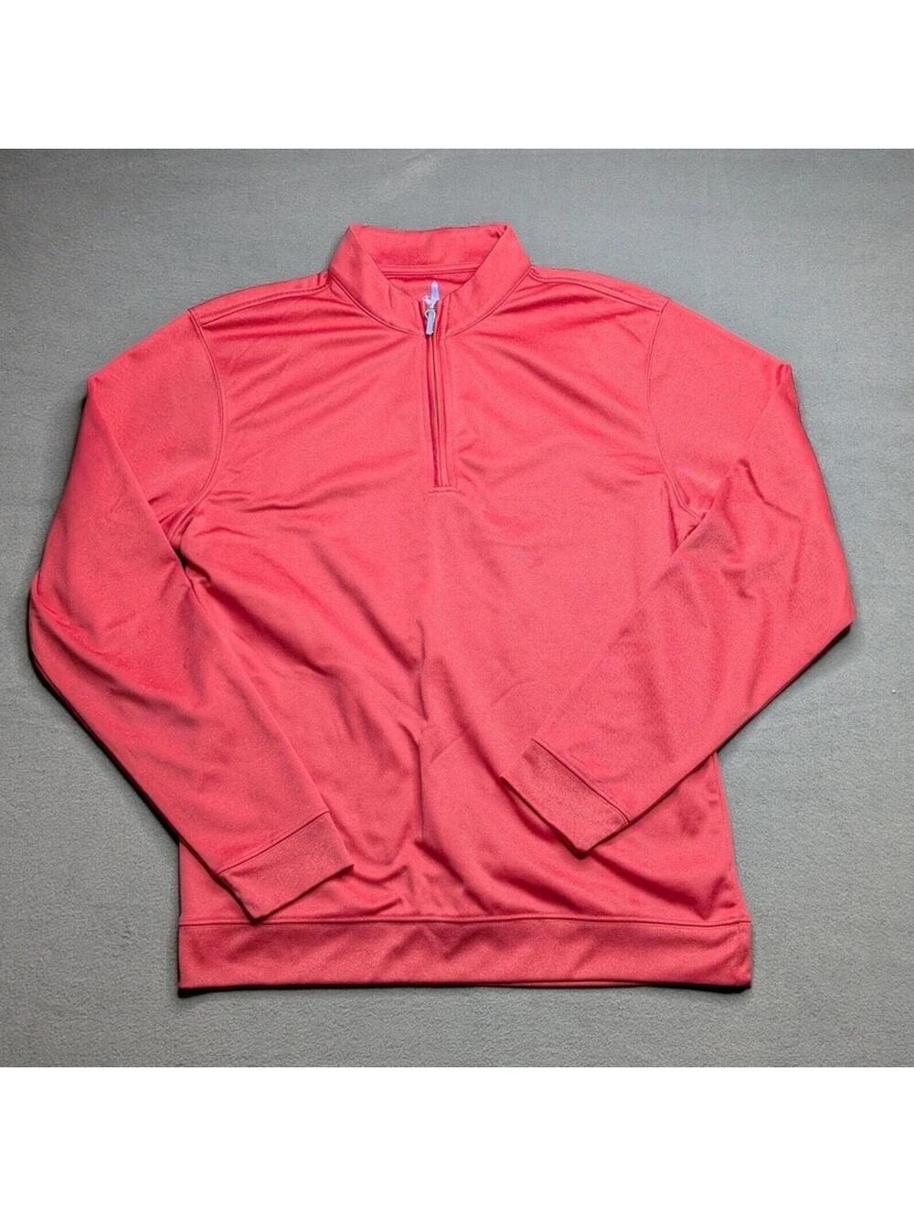Johnnie-O Pullover Mens M Red Prep-Formance 1/4 Zip Mock Neck Fleece Golf